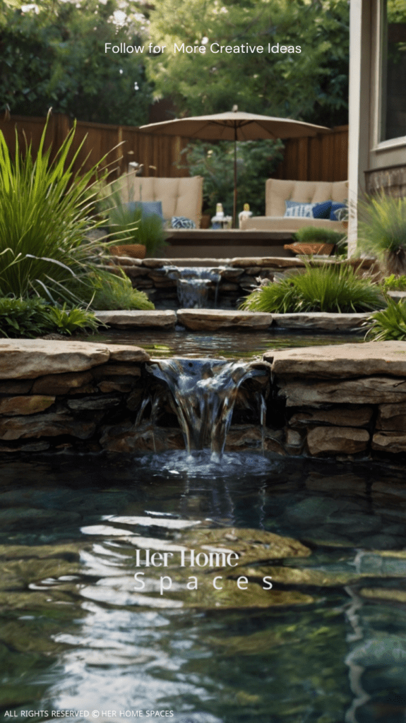  images of backyard water features.